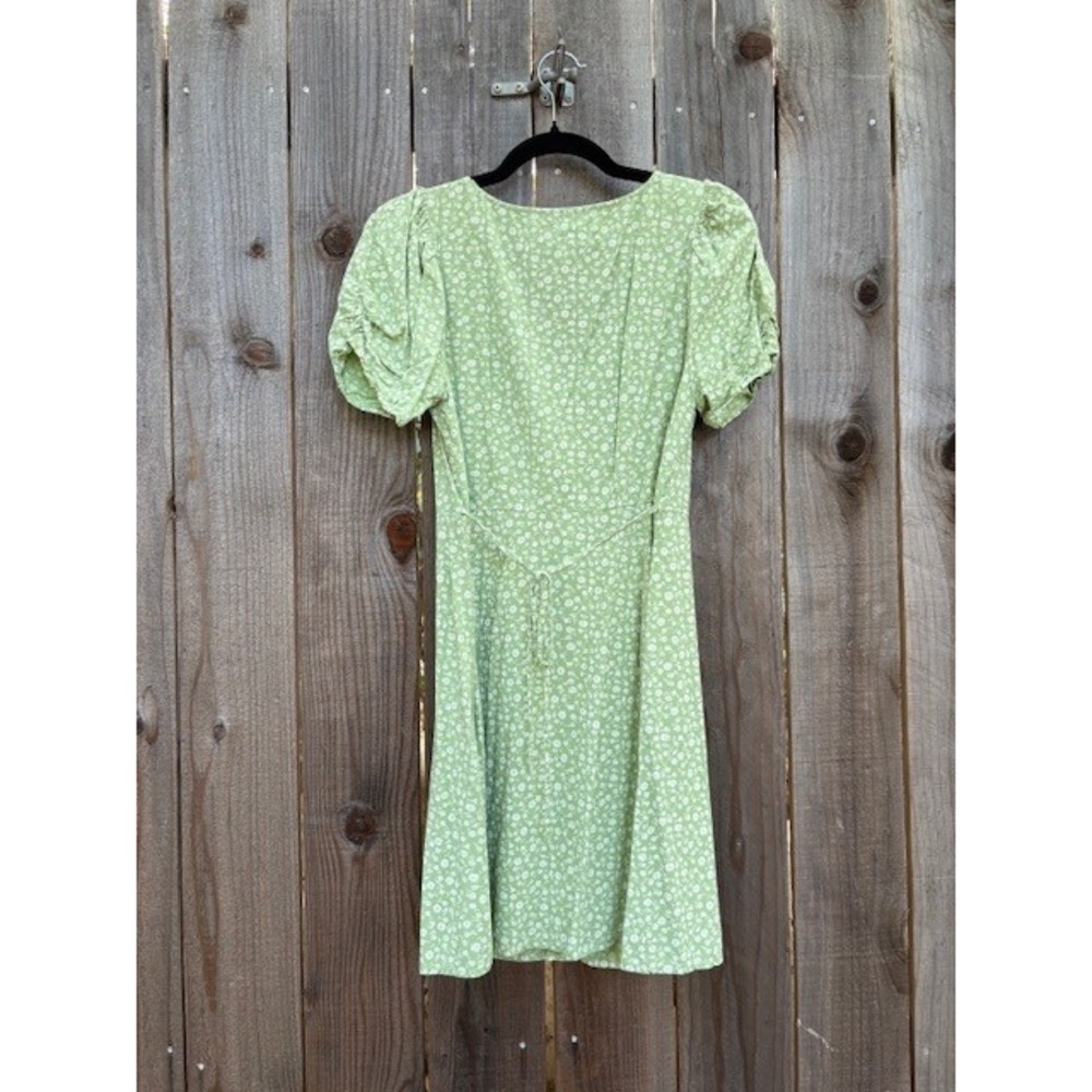 Madewell Womens Green Floral Puff Sleeve Button Front Mini Dress - Picture 2 of 4